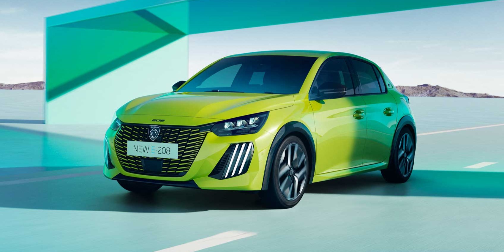 PEUGEOT e-208 in Aguenda Gelb Front-/Fahrerseite